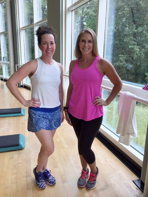 Two women in workout clothes